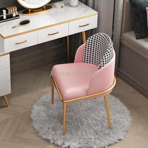 Nordic Cloth Dining Chair Family Desk Chair Armchair Very Simple Chair Light Luxury Thousand Bird Lattice Stool Makeup Chair