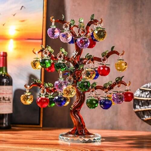 CRYSTAL APPLE TREE ORNAMENTS 36PCS 18PC HANGS APPLES GLASS FENGSHUI CRAFTS HOME DECOR FIGURINES CHRISTMAS NEW YEAR GIFT SOUVENIR