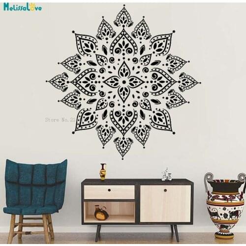 Mandala Yoga Vinyl Wall Decals Meditation Hinduism Lotus Stickers Removable Home Decoration Art Murals Unique Gift YT2289