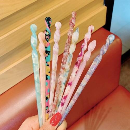 Vintage Chinese Style Hair Sticks Acetate resin Chopstick Women Hairpins Hair Clip Pins Wedding Hair Styling Tools Accessories
