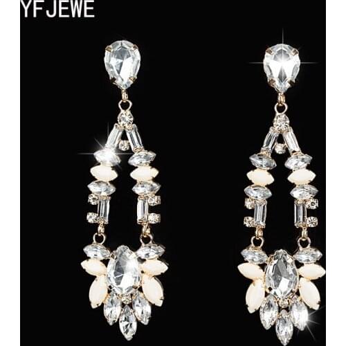 YFJEWE Factory price Fashion gold color crystal rhinestone jewelry earring punk drop long earrings for women party gift #E236