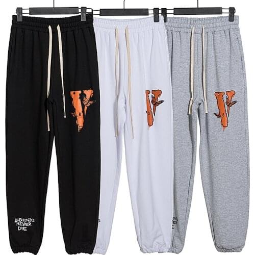 VLONE trousers female couple loose street hip-hop trend mens cotton casual trousers letter printing 006