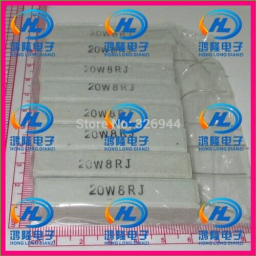 10pcs/lot) 20W 8 ohm +/-5% Horizontal cement resistor / 20W 8R ohm 5% Cement resistance / 20W 8RJ Ceramic resistor