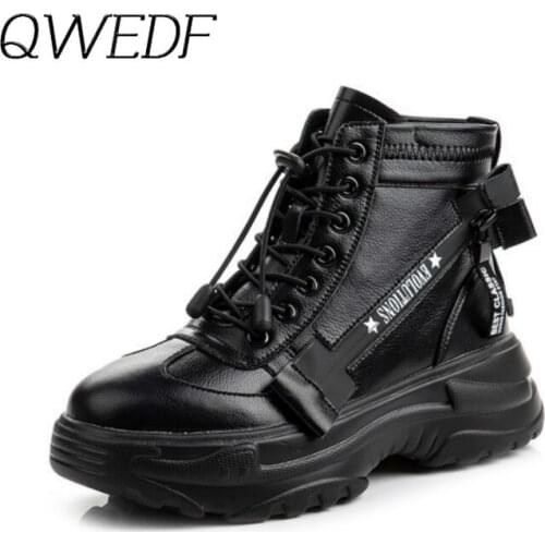 2019 White Trendy Shoes Women High Top Sneakers Women Platform Ankle Boots Femme Chaussures Femmes Height Increase Shoes Z4-80