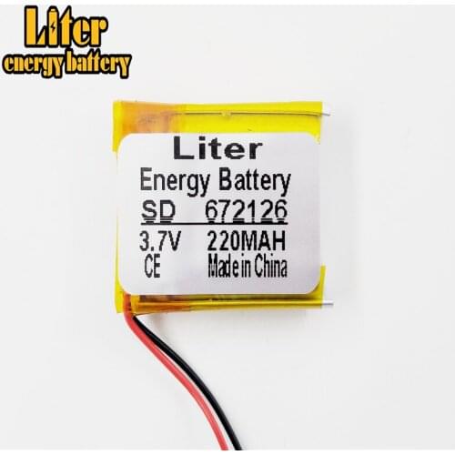 3.7V polymer lithium battery 672126 3.7V 220mAH 652025 702025 Bluetooth headset MP3 headphone mini stereo