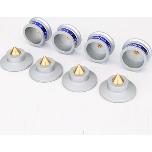 4Set Preffair Aluminium Silver Shockproof Spike+Pad Isolation Stand HiFi Amplifiers