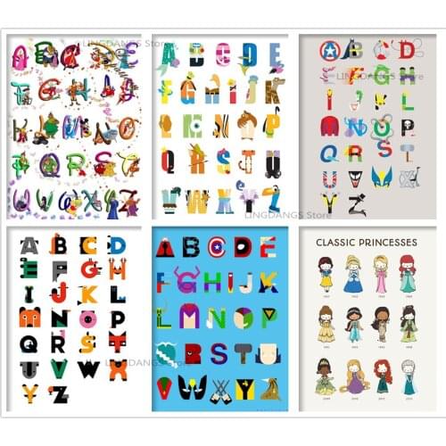5d Diy Diamond Painting Disney Marvel Cartoon English Alphabet Nursery Diamond Mosaic Embroidery Cross Stitch Home Decor Gift