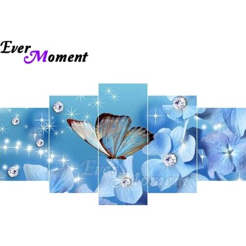 Ever Moment Diamond Painting Blue Butterfly Flower Full Square Resin Drill Wall Decoration Multi-picture Paint By Diamond 1M004