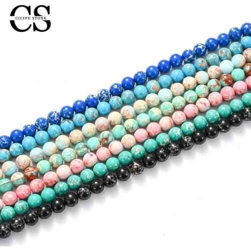 Natural Stone Beads Emperor Round Loose Spacer Beads for Jewelry Making Bulk DIY Bracelet Charms Accessories 4/6/8/10/12mm