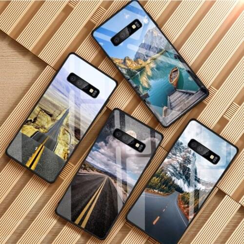Travel mountain Tempered Glass Phone Case For Samsung Galaxy S8 S9 S10 S20 PLUS J8 J6 J4 2018 NOTE 8 9 10 Cover Shell