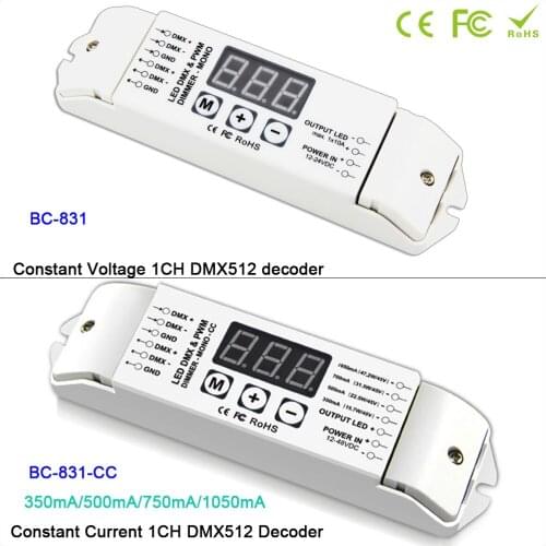 DC12V-24V/DC12V-48V PWM DMX512 Single color Controller CC/CV LED Decoder 1 channels output Dimmer drive For LED Lamp led light