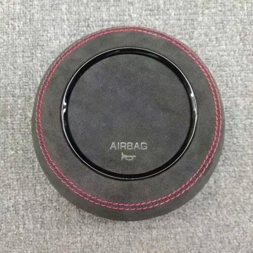 For Audi 2017-2020 A3 A4 A5 Carbon Fiber Steering Wheel Horn Button Cover Cap With Emblem/Alcantara