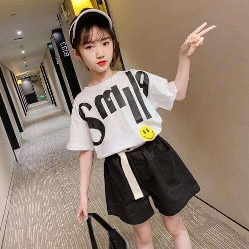 Baby Girl Clothes Set Summer Toddler Kids Children T Shirt Shorts with Belt Outfits Tracksuit for Girls 5 6 7 8 10 12 15 16 Year