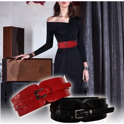 Fashion Women Corset Wide Genuine Leather Girdle Slimming Body Belts Red Black Ladies High Waist Cowskin Belts Cinto Sobretudo