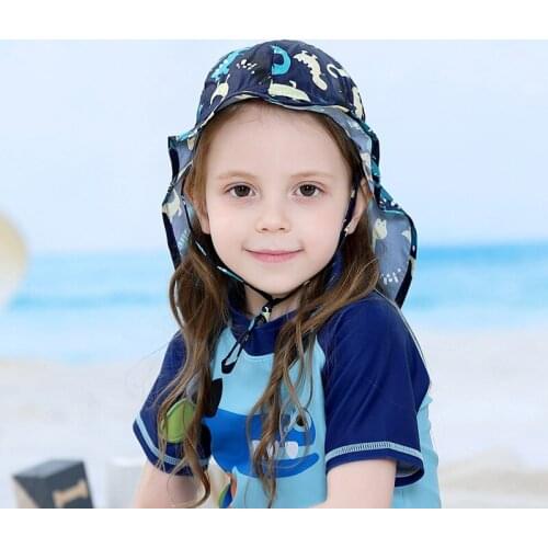 Summer Fold Beach Sunscreen Fisherman Hat Blue Dinosaur 1-4 Years Sun Hat Soft Light Cap Toddler Baby Kids Girls Boy Anti-UV Cap