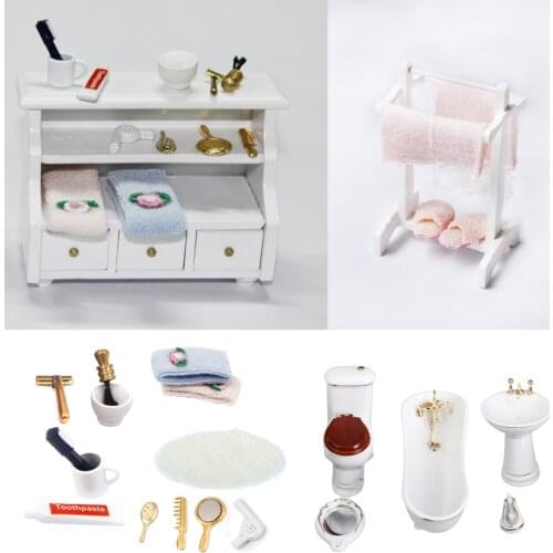 1/12 Scale Dollhouse Miniature Accessory for Bathroom Furniture Set Decoration Kids Pretend Play Toys