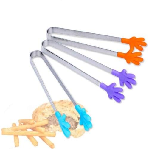 Cute Palm Shape Food Tongs Silicone Clip Ice Non-Slip Clip Mini Food Clip Cake Barbecue Tool LX1405