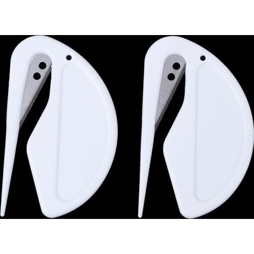 2pcs Plastic Letter Opener Mini Sharp Letter Mail Envelope Opener Safety Papers Guarded Cutter Blade Office Equipment