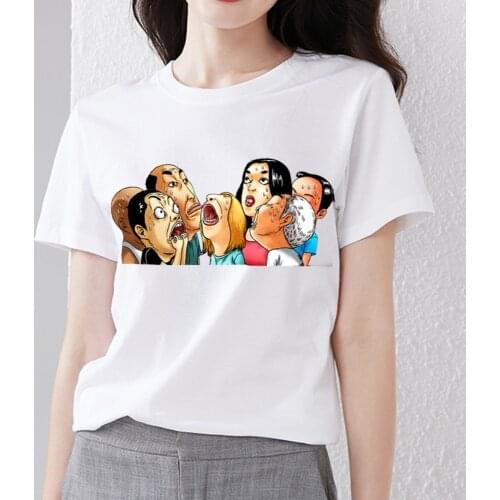 Trendy Women Summer Fashion White T-shirt Womens Cartoon Animal Print T-shirt Harajuku Casual Niche Design Round Neck Slim Top