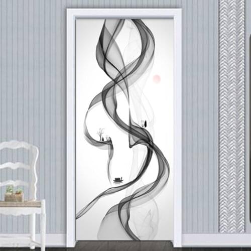Sticker On The Door Self Adhesive Abstract Smoke Diy Canvas Print Picture Wall Art Home Decor Mural Wardrobe Renovation Decal