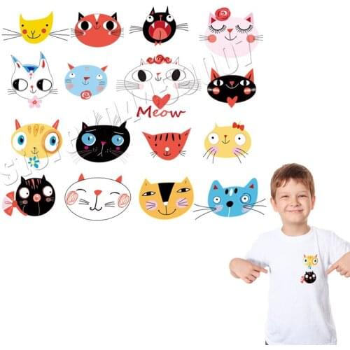 Sweet Cat Parch On Clothing Cartoon Sticker For Kids Environment Friendly Kawaii Washable Patches Hot Sale Applique On Backpack