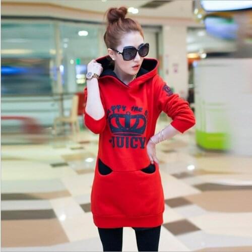 New Style Winter Long Women Hoodies Cartoon Cute Students Sweatshirts Red Fashion Winter Hoodies Drop Shipping W12 35