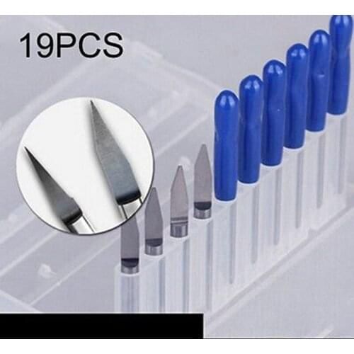 19PCS 30-90 Degree 3.175mm Flat bottom knife CNC Machine Milling Cutter Bits PVC Acrylic wood cutter Engraving Machine Tool