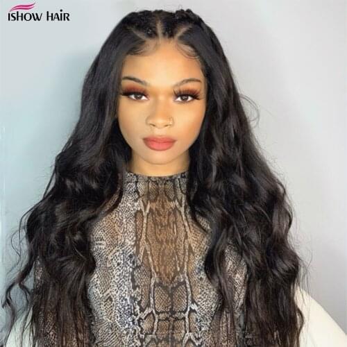 Ishow 13x6 Lace Frontal Wig Body Wave Lace Front Wig Pre Plucked Transparent Lace Frontal Wig Human Hair 5x5 Lace Closure Wig
