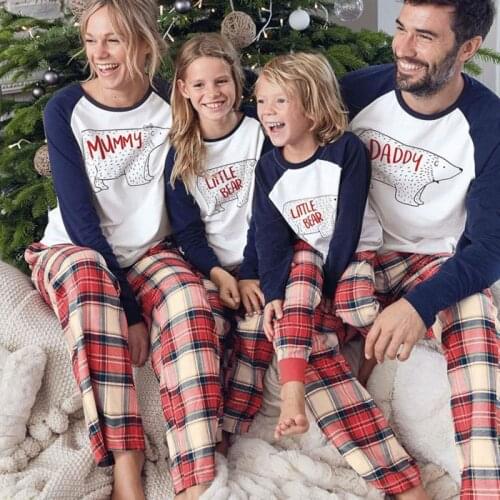 Family Matching Christmas Pajamas Set Women Men Kids Family Plaid Pyjamas Family Sleepwear Homewear Family Matching Clothes