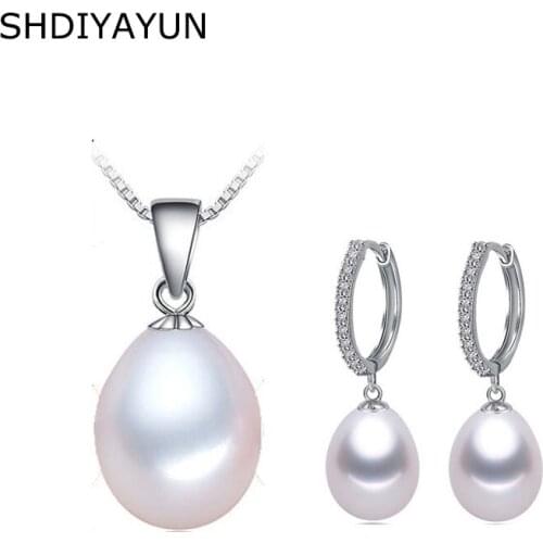 SHDIYAYUN 2020 New Jewelry Set Drop Earrings 925 Sterling Silver Jewelry For Women 100% real Natural Pearl Accessories
