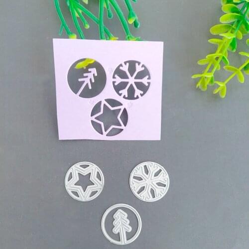 Three circles and five corners snowflake tree trunk decoration metal cutting die clipbook paper knife stamping die