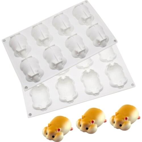 8 Cavity Hamster Silicone Mold Mouse Shape Cute Hamster Mousse Cake Mould Dessert Cake Decoration Tools