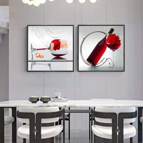 Modern Minimalist Restaurant Decoration Painting Wall Painting Light Luxury Dining Room Double Red Wine Glass Mural