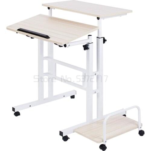 Desktop Computer Table Upgraded Height Adjustable Standing Laptop Desk 2 Layers Can be Lifted For Home Office With Host Shelf