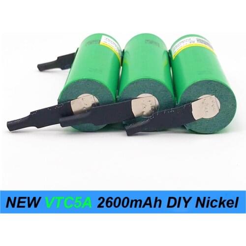 Turmera 18650 VTC5A 2600mAh 35A Rechargeable Battery with Soldering Nickel for Screwdriver Drill Batteries and Electric Bike Use