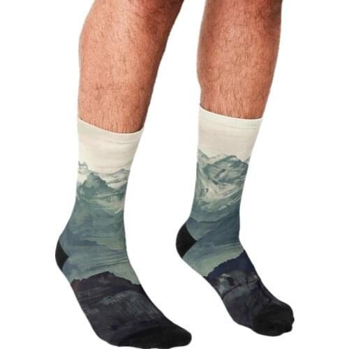 Funny Mens socks Mountain Fog Splash ink Pattern Printed hip hop Men Happy Socks cute boys street style Crazy Socks for men