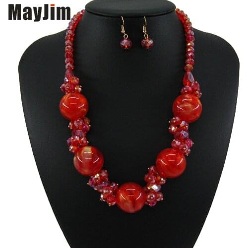 MayJim Statement Vintage Big crystal Choker Necklace Women Natural pattern bohemian bead Chain Necklaces Pendants Fashion