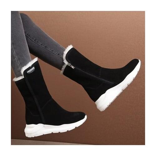 Snow boots womens boots 2019 new winter fur one plus velvet thick warm wild womens boots