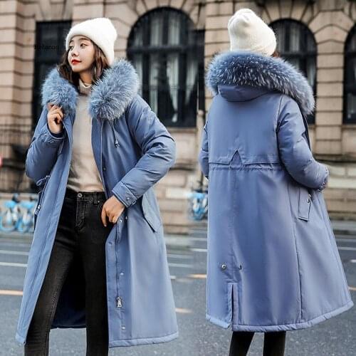 Winter Jacket Parkas Womens Winter Long Coats Hooded Fur Collar Thick Warm Winter Jackets Women