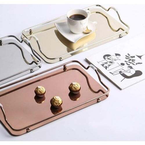 1pcs Rectangular Metal Tray with Handle for Home Party Wedding Decoration