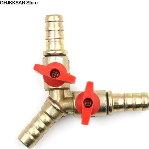 1PC Clamp Fitting Hose Barb Fuel Water Oil Gas For Garden Irrigation Automotive 3/8" 10mm Brass Y 3-Way Shut Off Ball Valve HOT
