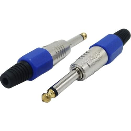 10pcs 2pin 6.35mm connector mono 6.35 amplifier microphone plug 6.35mm jack 6.5mm plug connector audio plug