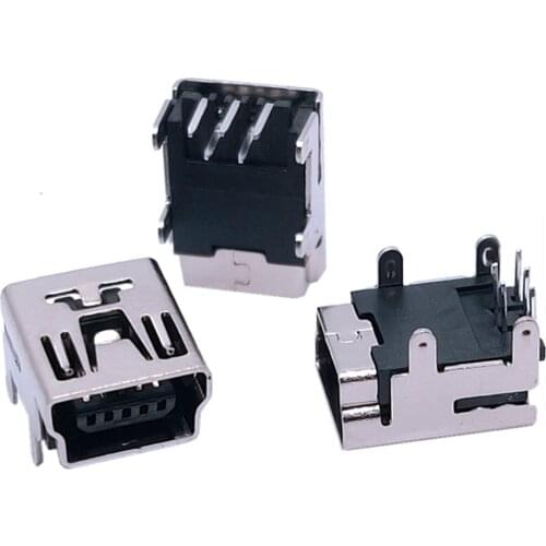 10Pcs Mini USB Type B 5-Pin Female Socket Right Angle DIP Jack Connector