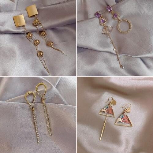 2020 Wholesale New Opal Bow Earrings Female Korean Net Red Personality Earrings Long Face Thin Earrings