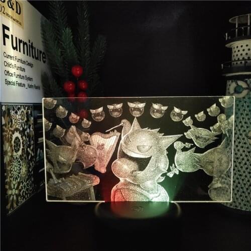 3D Lamp Pokemon Anime Figure Gengar Night Light Lampara Led Kids Xmas Neon Lights Gifts Luminaria Kawaii Room Decor Lighting