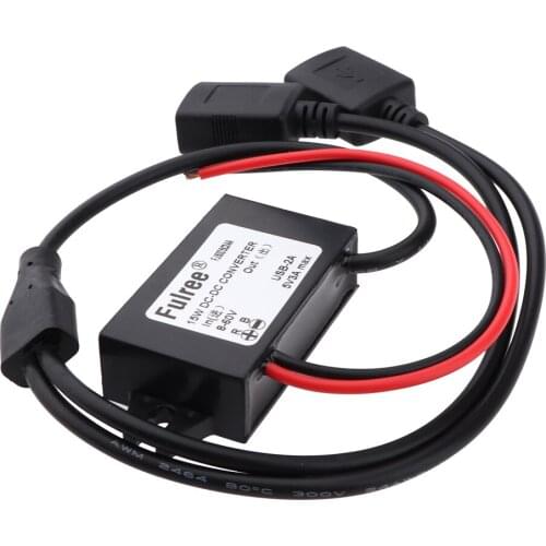 DC 8-60V Step Down To DC 5V 3A 15W Car Power Converter Dual USB A Cable