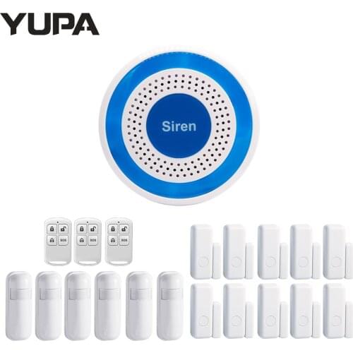 433MHz Wireless Sound & Light Strobe Siren Indoor Standalone Alarm Siren with PIR Sensor Door Sensor Home Security Alarm System