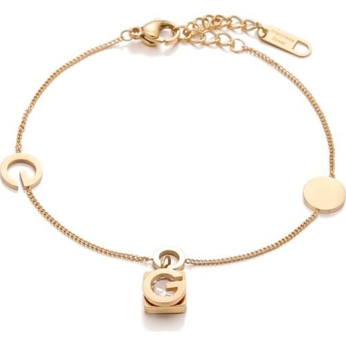 ONYSS G Letter Zircon Gold Steel Jewelry Bracelet for Women Bracelet on the leg Bracelet Accessories Initial Anklet