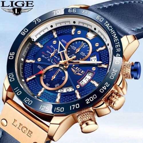 LIGE Waterproof Mens Watch Top Brand Fashion Chronograph Wristwatch Male Sport Quartz Date Watches For Men Relogio Masculino+Box