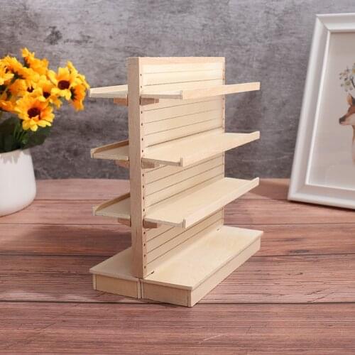 Wooden 1:12 Scale Dollhouse Miniature Supermarket Shelves for Food Drink Display Furniture Toys 14*8*16.1cm New